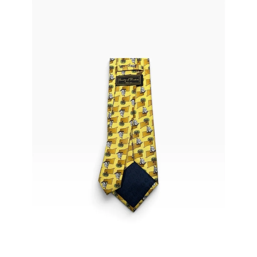 100% Silk Tie State Of Connecticut Ships  Trees Rivetz of Boston - NEW Old Stock